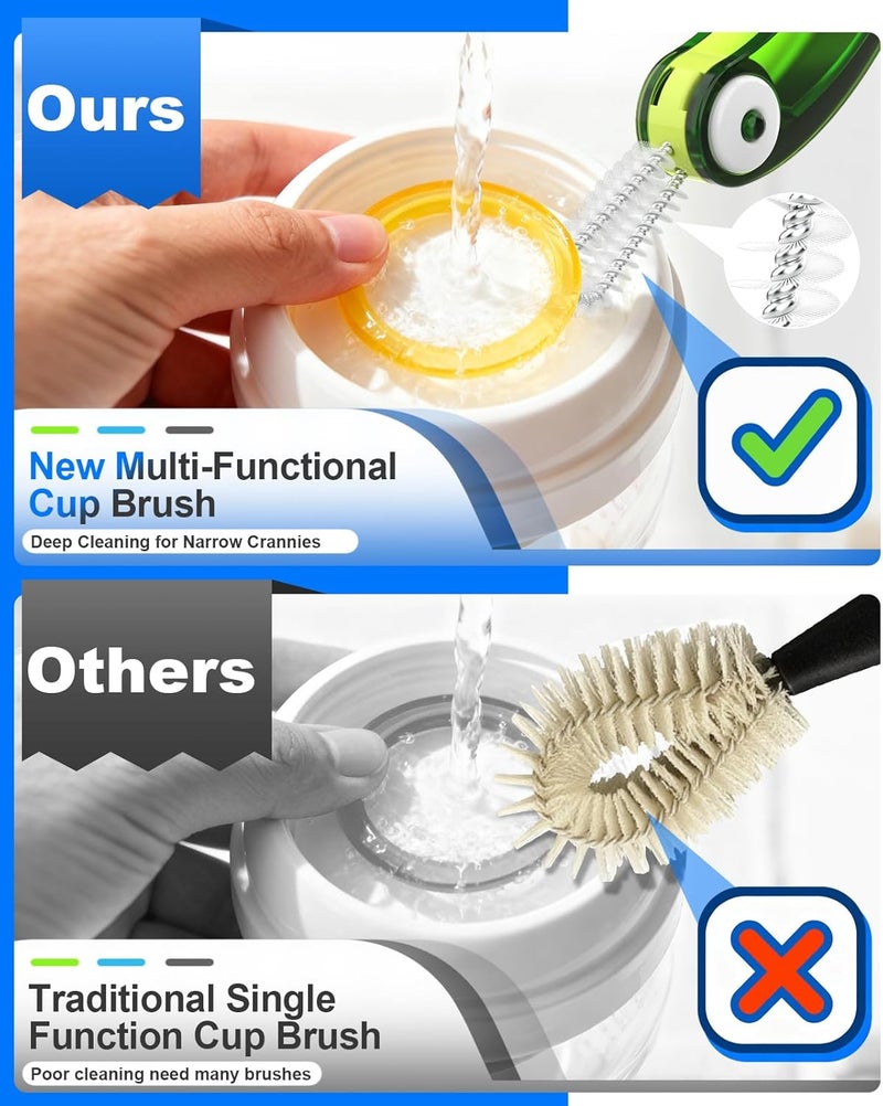 Fwomucl 3 in 1 Cup Lid Cleaning Brush 3 PCS - Home Kitchen Multifunctional Cleaning Brush Set, Gap Cleaner Brushs and Portable Travel Bottle Lid Cleaner Tools (Multicolor) - Image 5